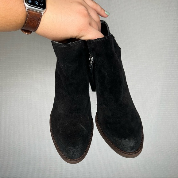 Sam Edelman | Black Suede Bootie Heels 6.5 Marie Ankle - Picture 2 of 6